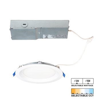 Lightolier Canless 6" Downlight - Selectable CCT and Wattage - Up to 1,100 Lumens - 0-10V Dimmable - 13 W / 15 W