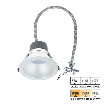 TCP 4" LED Commercial Deep Recessed Downlight with Diffuser - Selectable CCT and Wattage - Dimmable - Up to 1,200 Lumens