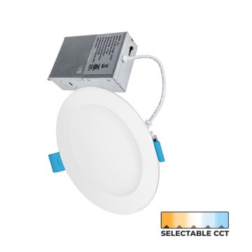 Euri Lighting 6" Ultra Slim LED Recessed Downlight - Selectable CCT 2700K / 3000K / 3500K / 4000K / 5000K - Canless - 990 Lumens