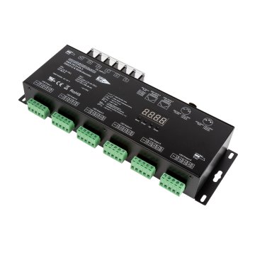 24 Channel LED DMX512 and RDM Digital Decoder and Master - 4 A/CH - Digital Display - 12-24 VDC