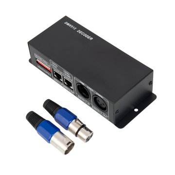 LED DMX512 Decoder - 3 Channel - 8 A/CH - 12-24 VDC with included Male and Female XLR3 connectors