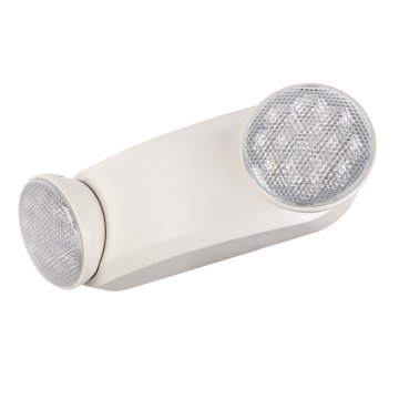 Dual Round-Head LED Emergency Light - Battery Backup - White - Single / 6-Pack