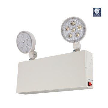 New York City Approved LED Dual-Head Emergency Light with Adjustable Light Heads - Battery Backup