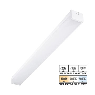 Euri Lighting 4ft LED Wraparound Light - Selectable CCT and Wattage - Up To 6,550 Lumens - 3500K / 4000K / 5000K - 25W / 38W / 50W