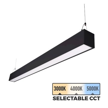 50W LED Linear Fixture - 4ft Up / Down Light - Linkable - Selectable CCT - 6,500 Lumens - Black Finish