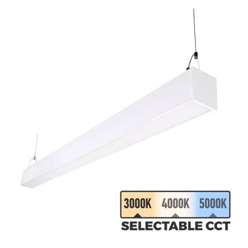 50W LED Linear Fixture - 4ft Up / Down Light - Linkable - Selectable CCT - 6,500 Lumens - White Finish