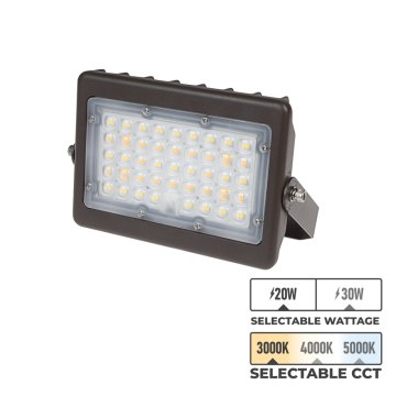 LED Flood Light - Yoke Mount - Bypassable Photocell - Selectable Wattage and CCT - Up To 4,350 Lumens - 20W / 30W - 3000K / 4000K / 5000K