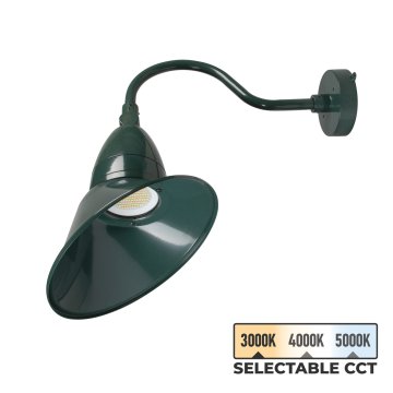 35W LED Gooseneck Sign Light - 11" Angled Shade - 4,550 Lumens - Selectable CCT - 70W Equivalent - Green