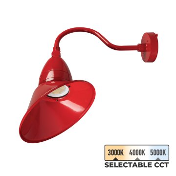 35W LED Gooseneck Sign Light - 11" Angled Shade - 4,550 Lumens - Selectable CCT - 70W Equivalent - Red