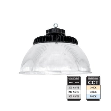 Sensor Ready UFO LED High Bay with Reflector - Up To 48,000 Lumens - Selectable CCT and Wattage - 3000K / 4000K / 5000K - 180 W / 240 W / 300 W - Optional Networked Lighting Controls