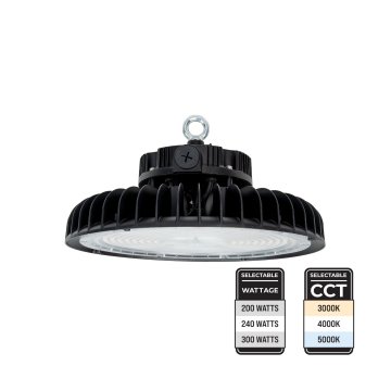 Sensor Ready UFO LED High Bay - Up To 48,000 Lumens - Selectable CCT and Wattage - 3000K / 4000K / 5000K - 180 W / 240 W / 300 W - Optional Networked Lighting Controls