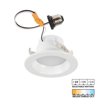 4" LED Recessed Downlight - Selectable CCT and Wattage - Dimmable - Up To 900 Lumens