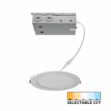6" 12W Ultra-Thin LED Recessed Downlight - Selectable CCT - Canless - Up to 984 Lumens
