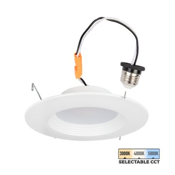 TCP 5" / 6" Beveled Retrofit LED Downlight - 16 W - E26 Adapter - Selectable CCT - Dimmable - Up To 1,400 Lumens - 3000K / 4000K / 5000K