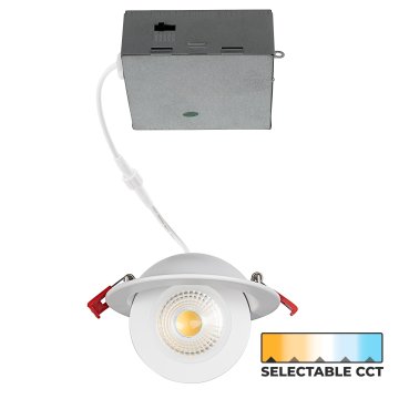 4" LED Gimbal Trim Recessed Downlight - Selectable CCT - Canless - Dimmable - 810 Lumens