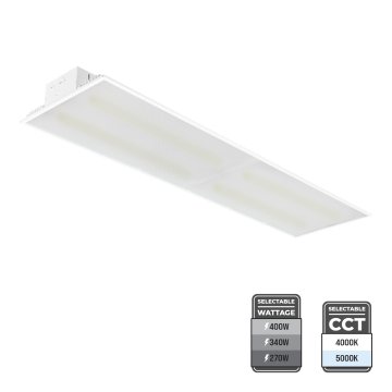 400W Max 3ft LED Linear High Bay - Selectable Wattage and CCT - Up to 1,000W MH Equivalent - Up to 60,000 Lumens