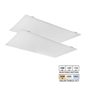2x4 LED Flat Panel Light - Selectable CCT and Wattage - Up To 8,640 Lumens - Dimmable - 50W / 60W / 72W - 3500K / 4000K / 5000K - 2-Pack
