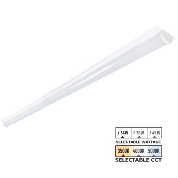 This 8' LED Strip Light Retrofit Kit features selectable wattage (34W, 38W, 45W) and CCT (3500K, 4000K, 5000K).