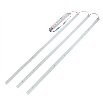 Components of the 50W LED magnetic strip troffer retrofit kit for 2x4 troffers