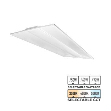 2x4 LED Recessed Troffer Light – Field-Selectable Wattage & CCT - Up To 9,000 Lumens - 50W / 60W / 72W