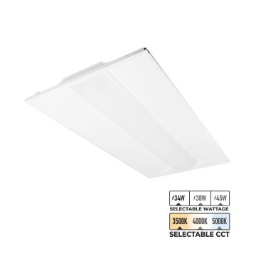 2x4 LED Troffer Retrofit Kit - Field-Selectable Wattage and CCT - Up to 5,625 Lumens - 34 W / 38 W / 45 W - 3500K / 4000K / 5000K 