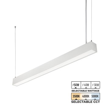4’ LED Linear Up/Down Pendant Light - Selectable Wattage and CCT - Up To 6,500 Lumens - 30W / 40W / 50W - 3500K / 4000K / 5000K - White