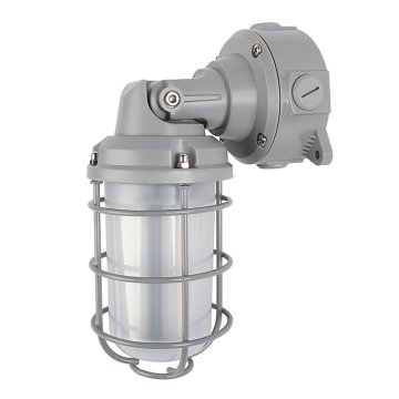 20W vapor tight LED jelly jar light - 2,200 lumens - caged wall/ceiling light - 5000K - gray