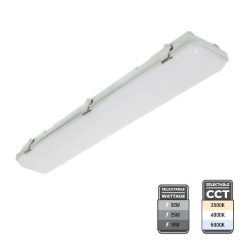 TCP 2 foot Vapor Tight LED Linear Strip Light Fixture with Selectable Wattage and CCT. Up to 4,200 Lumens.