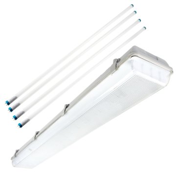 T8 Vapor Tight LED Light Fixture with 4 T8 Tubes - Industrial LED Light - 4' Long