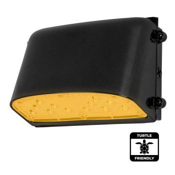 22W Amber LED Turtle Friendly Full Cutoff Wall Pack - 590-610nm - Black