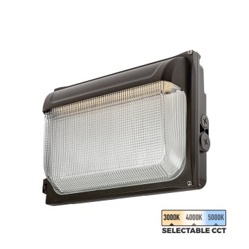 Slim LED Wall Pack - Selectable CCT and Wattage - Up to 16,200 Lumens - Integrated Photocell - 3000K / 4000K / 5000K - 80W / 100W / 120W