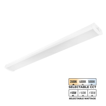 4ft LED Wraparound Fixture - Selectable CCT - Selectable Wattage - Linkable - Up To 7,800 Lumens - 3500K / 4000K / 5000K - 55W / 60W / 65W