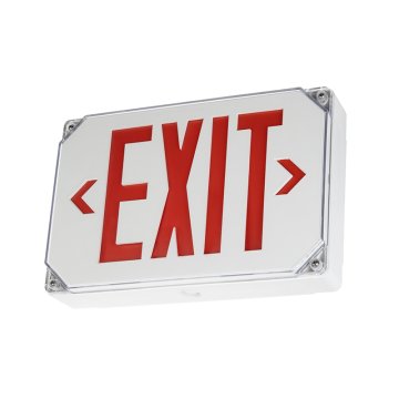 Wet Location Rated LED Exit Sign - Battery Backup - Flame-Retardant - Single or Double Faced - Red