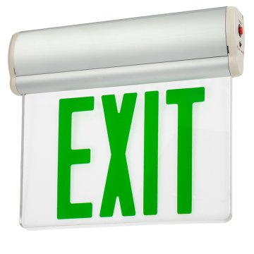 Edge Lit LED Exit Sign with Emergency Battery Backup - Single Face - Green