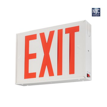 New York City Approved LED Exit Sign - Steel Construction - Red
