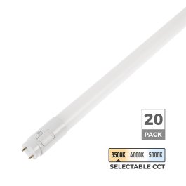 Euri Lighting 15W 4ft LED Hybrid T8 Tube Light - 1,900 Lumens - Selectable CCT - Type A / Type B - 20-Pack