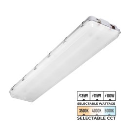 4-Foot LED Vapor Tight High Bay Light - Selectable CCT & Wattage - NSF-Certified - 54 W T5 Equivalent
