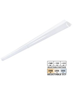 This 8' LED Strip Light Retrofit Kit features selectable wattage (34W, 38W, 45W) and CCT (3500K, 4000K, 5000K).