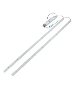 Components of the 30W LED magnetic strip troffer retrofit kit for 2x4 troffers
