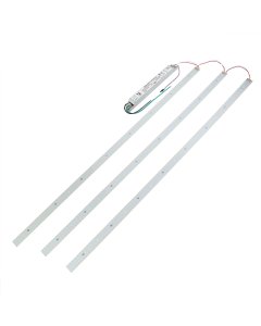 Components of the 50W LED magnetic strip troffer retrofit kit for 2x4 troffers