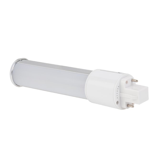 A white PL lamp with a G24D base.