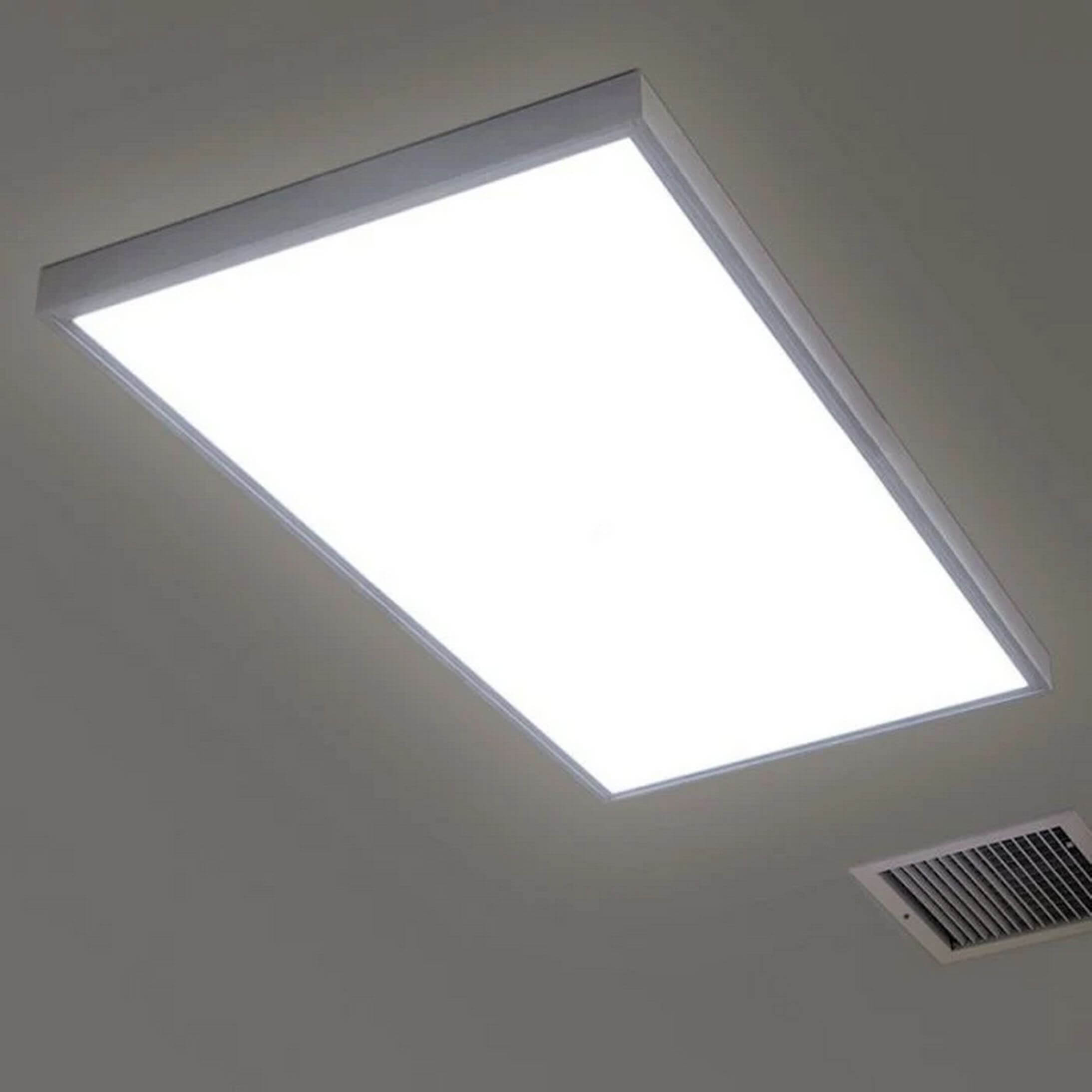 Panel light fixture installed with surface mounting Panel light with surface mounting